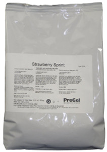 Front of PreGel Strawberry Sprint complete gelato mix bag, 2.9 lb size, showing the pink product label and PreGel branding.
