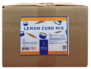 Front of Pastry Star Lemon Curd Mix bag, 10 lb case, showing the blue pouch and front product label.