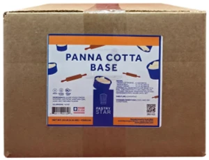 Front of Pastry Star Panna Cotta Base bag, 10 lb case, showing the blue pouch and front product label.