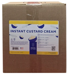 Front of Pastry Star Instant Custard Cream box, 25 lb case, showing the kraft carton and front product label.