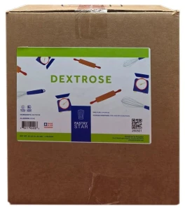 Front of Pastry Star Dextrose box, 25 lb case, showing the kraft carton and front product label.