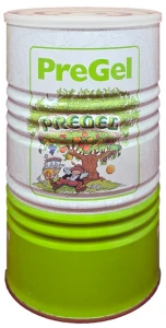 Front of PreGel Amarena Whole Sour Cherries Arabeschi tin, 13.2 lb size, showing the red cherries in syrup label and Italian branding.