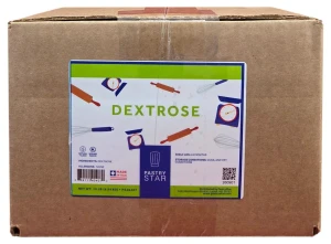 Front of Pastry Star Dextrose box, 10 lb case, showing the kraft carton and the green and white front product label.