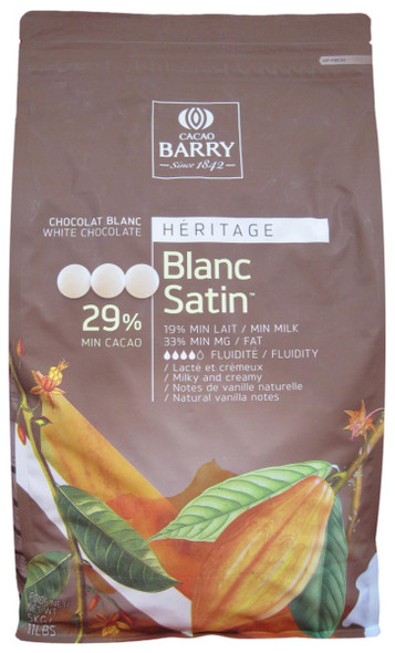 Cacao Barry Satin Blanc White Chocolate Couverture.