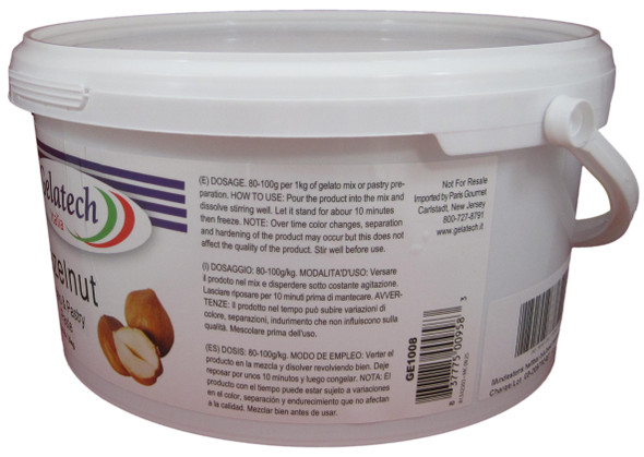 Gelatech Hazelnut Puro Flavoring Paste for Gelato, Ice Cream, Sorbetto, and Pastry.