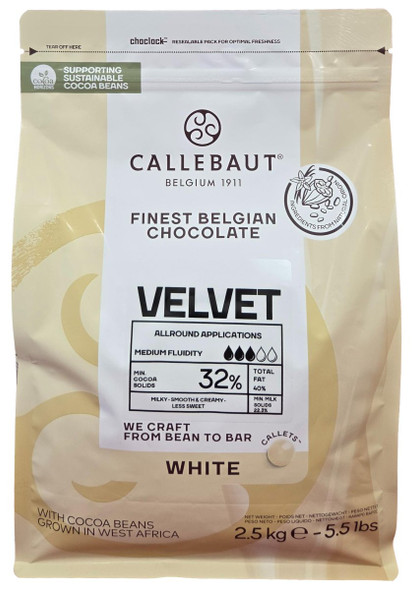 Callebaut Velvet White Couverture Chocolate for Baking and Pastry Use.