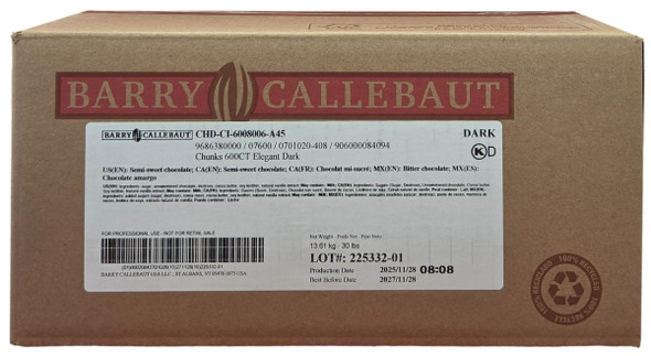 Callebaut Semi-Sweet Chocolate Chunks for Baking and Pastry Use.