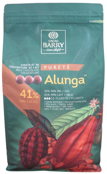 Cacao Barry Alunga 41% Milk Chocolate Pistoles 11 Lbs. Cacao Barry Alunga 41% Milk Chocolate Pistoles 11 Lbs.