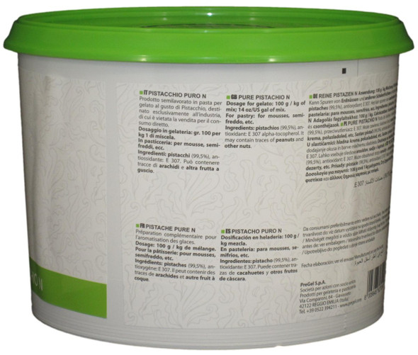 PreGel Pistachio Puro Flavoring Paste for Gelato, Ice Cream, and Pastry Use.