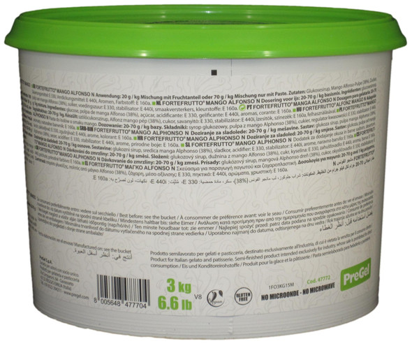 PreGel Mango Gelato Flavoring Paste Ingredients.