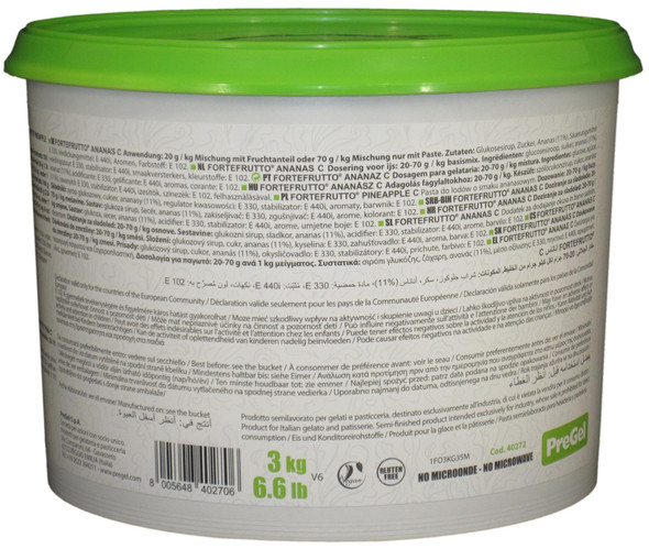 PreGel Pineapple Gelato Flavoring Paste Ingredients.