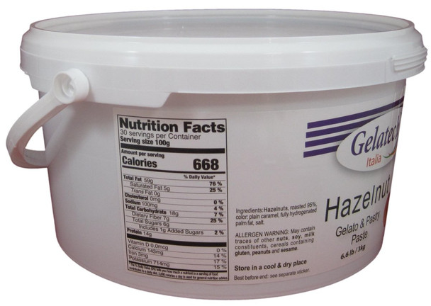 Gelatech Hazelnut Puro Flavoring Paste for Gelato, Ice Cream, Sorbetto, and Pastry.