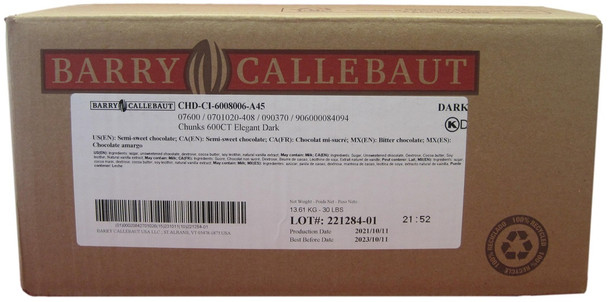 Callebaut Semi-Sweet Chocolate Chunks for Baking, Pastry and Chocolate Making at Pike Global Foods.