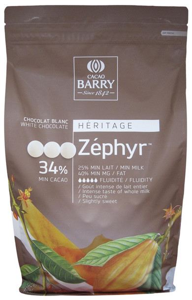 'Zephyr' 34%  White Chocolate Pistoles - 11 Lbs