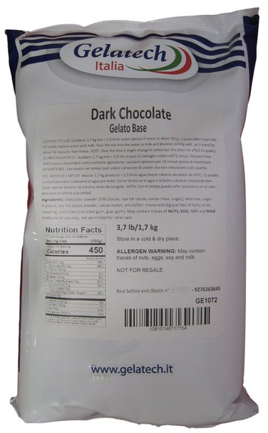 Gelatech Dark Chocolate Gelato Base for both Gelato and Ice Cream Use.