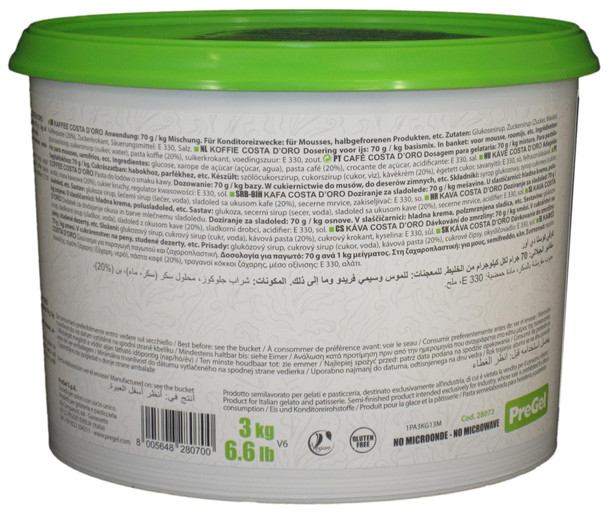 PreGel Espresso Gelato Flavoring Paste Ingredients.