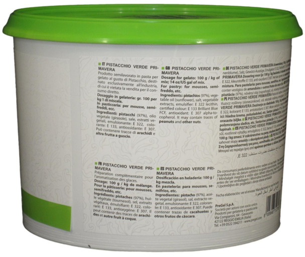 PreGel Pistachio Verde Flavoring Paste for Gelato, Ice Cream, and Pastry Use.