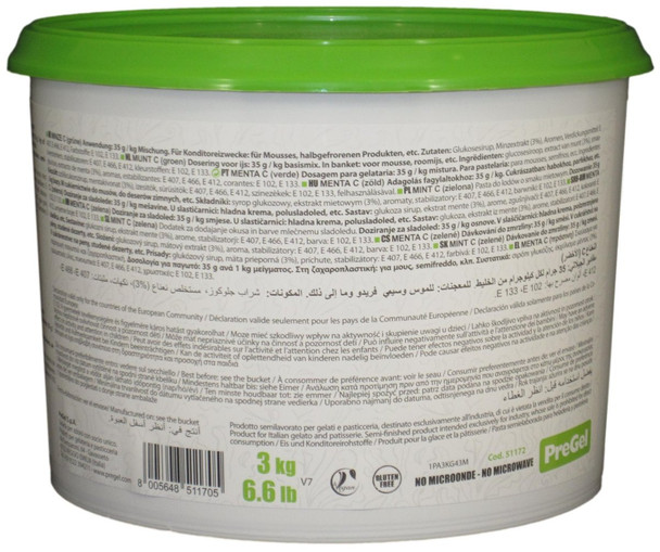 PreGel Green Mint Flavoring Paste for Gelato, Ice Cream, and Pastry Use.