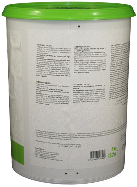 PreGel 'Prontociocc' Sweetened Chocolate Flavoring Paste for Gelato, Ice Cream, and Pastry Use.
