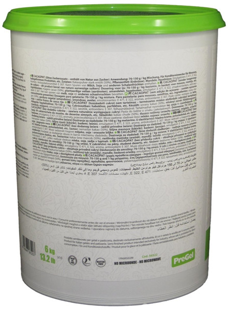 PreGel 'Cacaopat' Unsweetened Chocolate Flavoring Paste for Gelato, Ice Cream, and Pastry Use.