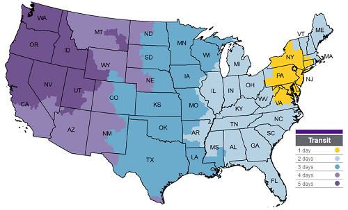 Outbound Ground Shipping Map