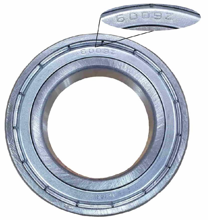 image of the bearing reference on the outer race of the bearing