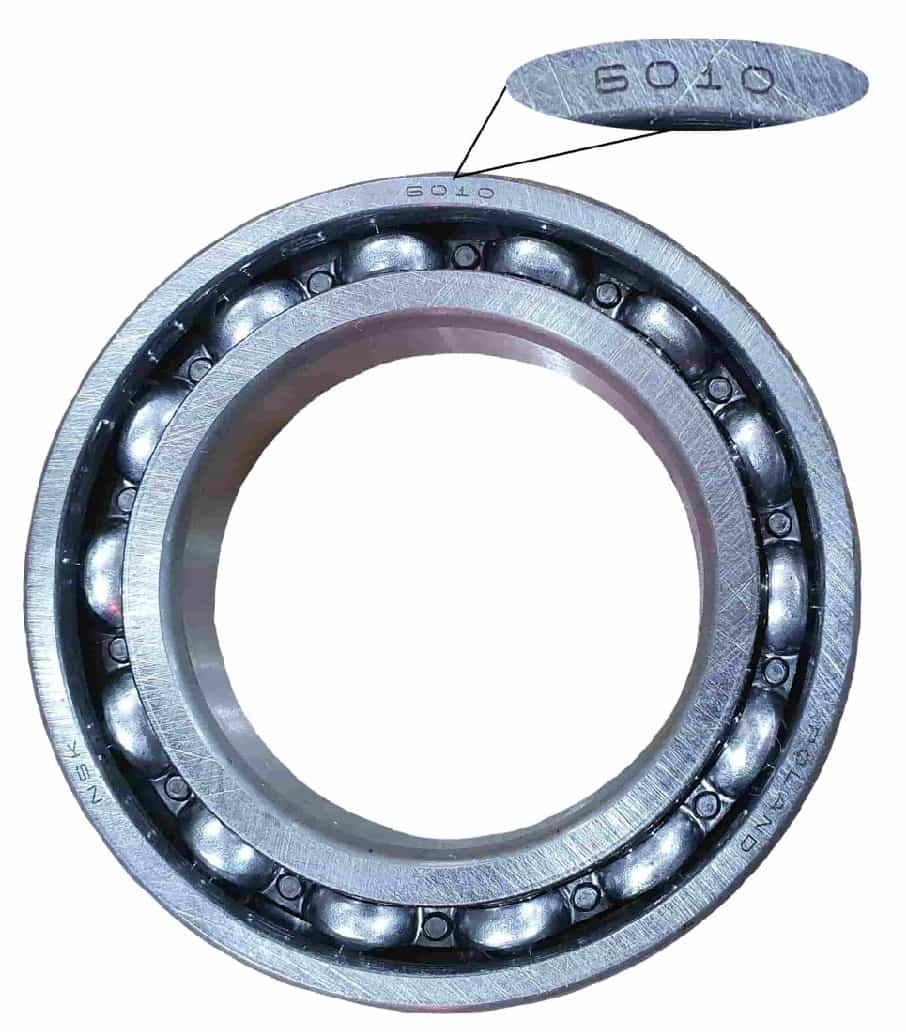 image of the bearing reference on the metal shield of the bearing