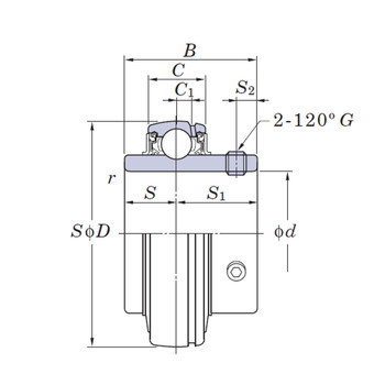 UC214-44 - FYH Bearing Insert - 2.3/4 Inch Inside Diameter