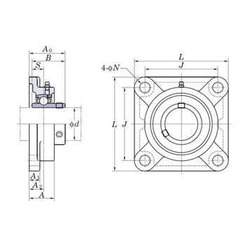UCF206-18 - FYH Square Flanged Bearing Unit - 1.1/8 Inch Inside Diameter