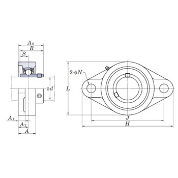 UCFL309-28 - FYH Oval Flanged Bearing Unit - 1.3/4 Inch Inside Diameter