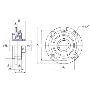 UCFCX07-22 - FYH Round Flanged Unit - 1.3/8 Inch Inside Diameter