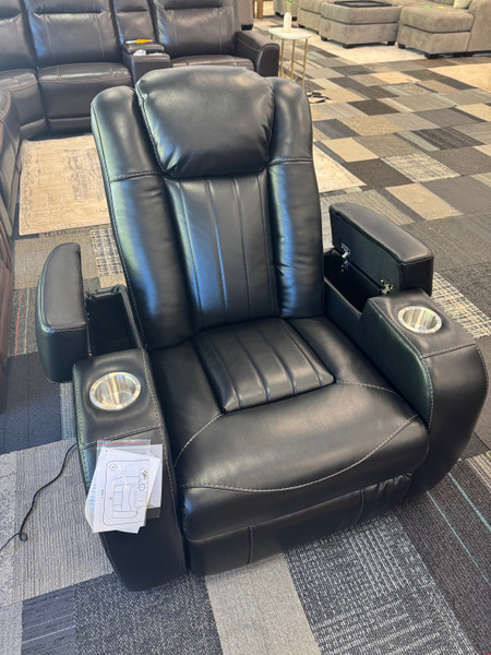 Power Recliner in Black Faux Leather