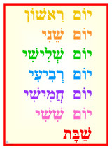 Days of the Week Poster (Hebrew)