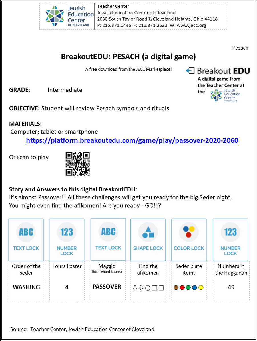 BreakoutEDU-PESACH (a digital download)