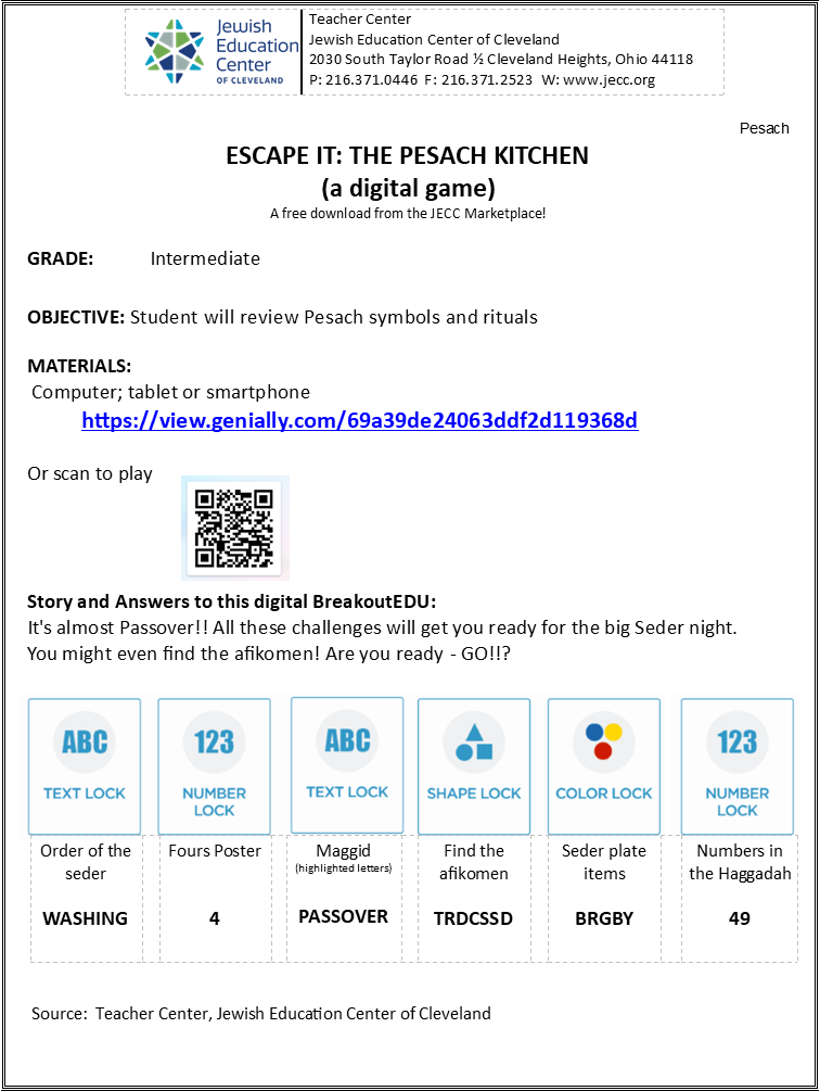 ESCAPE IT-PESACH KITCHEN (a digital download)