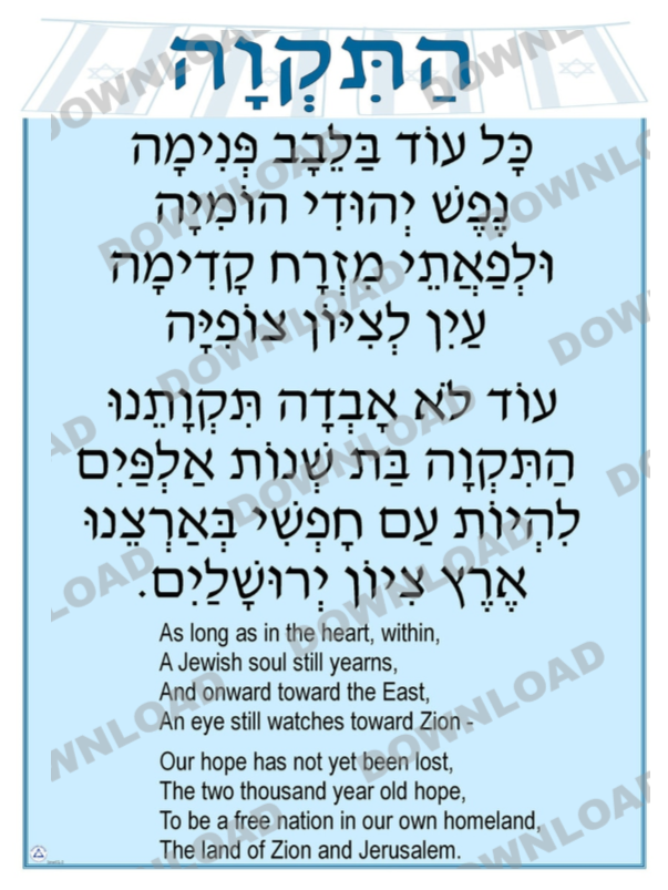 Hatikvah Poster with English (a downloadable item)