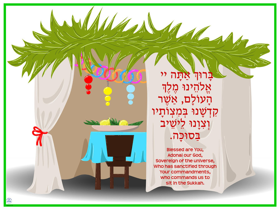 Sitting in Sukkah Blessing Poster