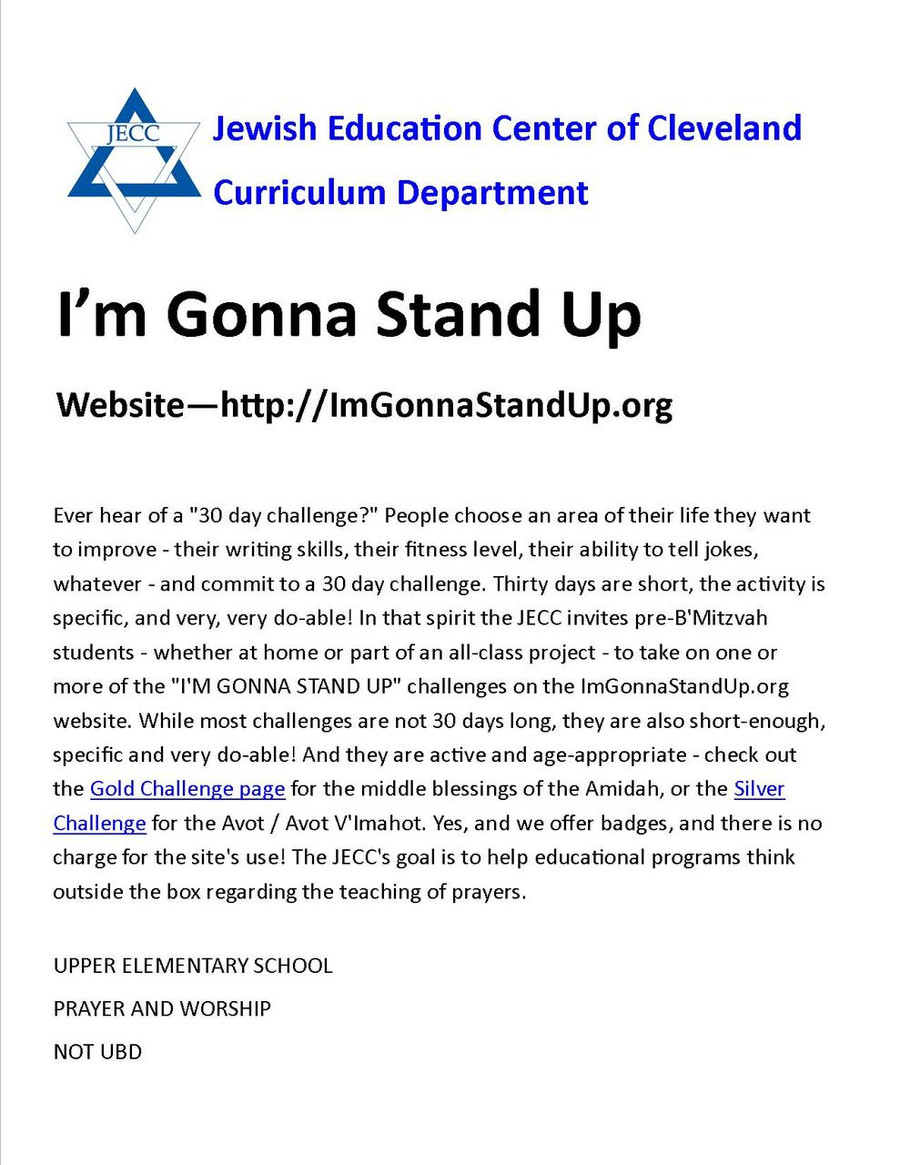 I'm Gonna Stand Up! Take the Challenge (Upper Elementary)