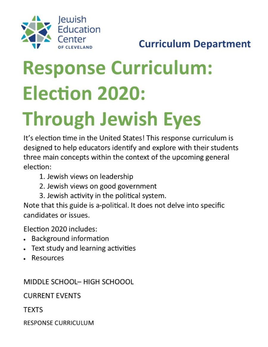 Election 2020: Through Jewish Eyes, A Response Curriculum