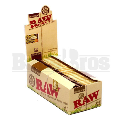 RAW ORGANIC HEMP ROLLING PAPERS 1 1/2" SIZE 33 LEAVES / 25 UNITS PER BOX UNFLAVORED Pack of 25