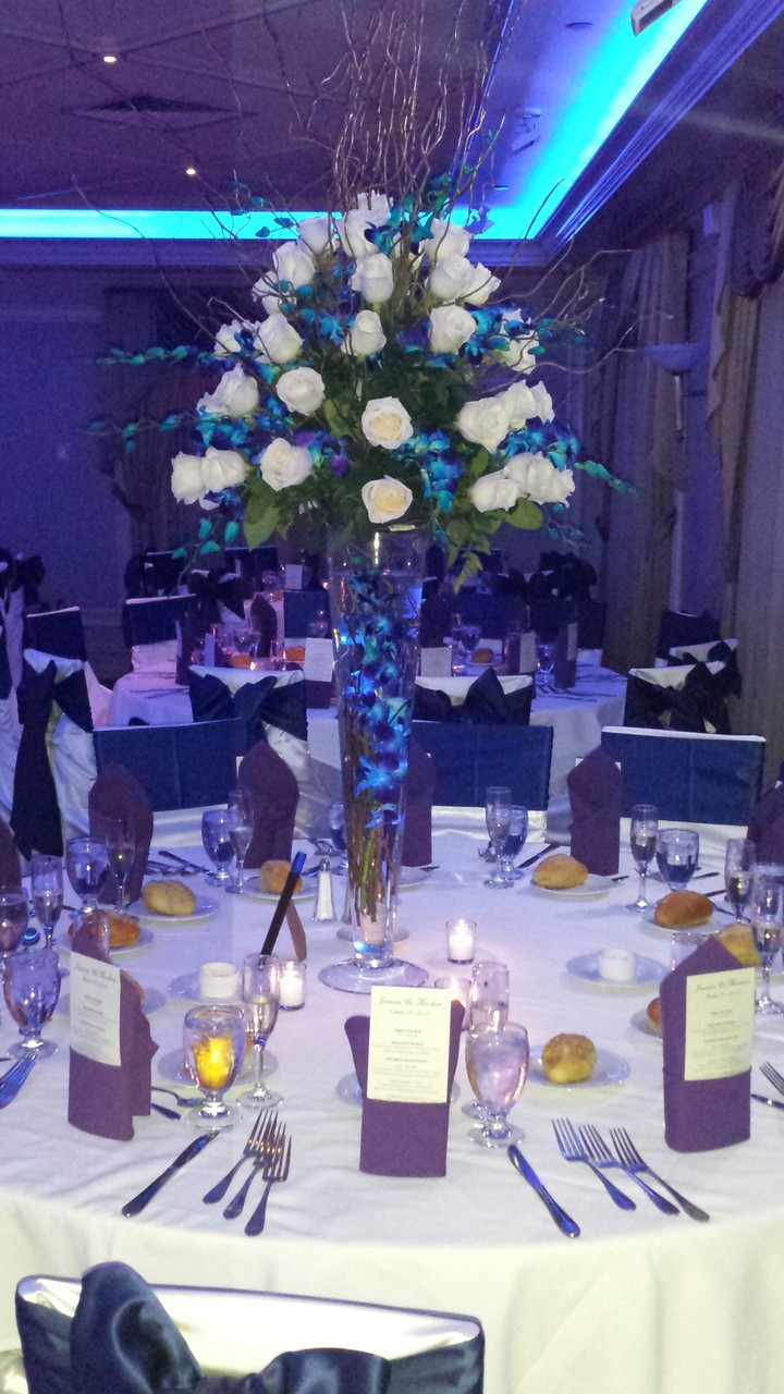 blue orchid table centerpieces