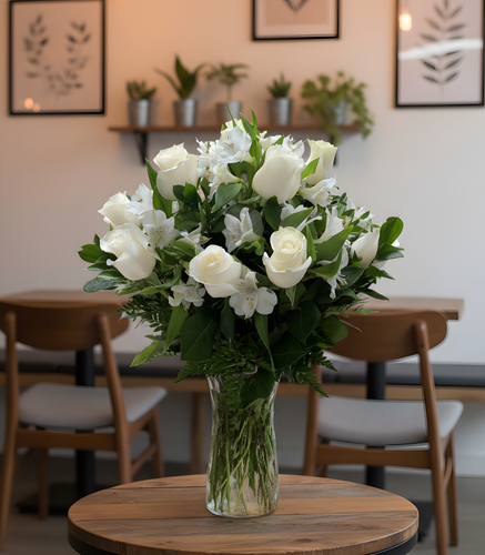 Roses and Alstro Vase
