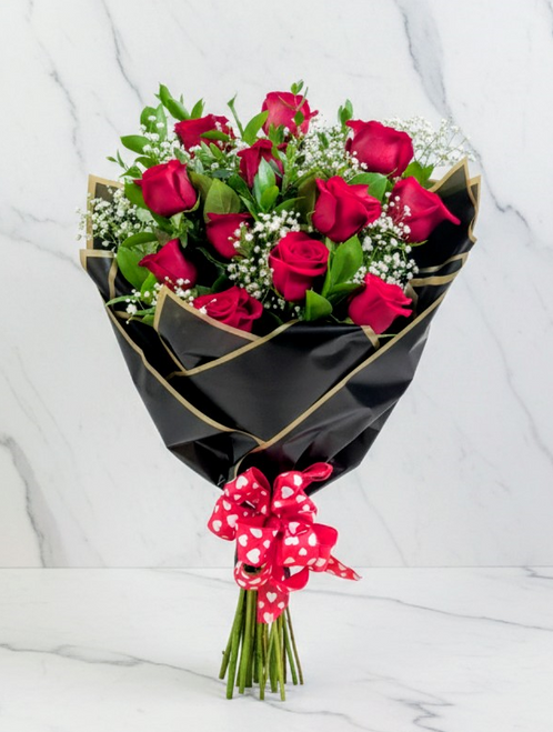 Dozen Red Roses Wrapped  NO VASE
