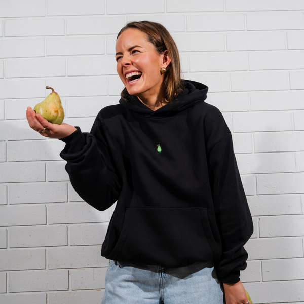 Pear Box Fit Fleece Hoodie - Black