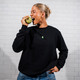 Pear Box Fit Fleece Crew - Black
