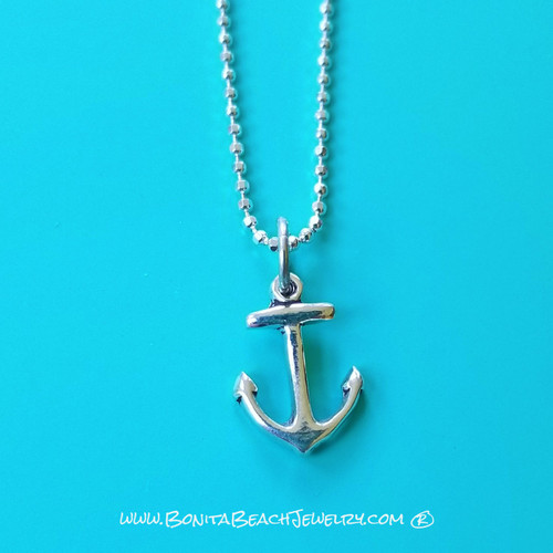 Sea Life Charm Anklet - Anchor | Sterling Silver Sea Life Anklet