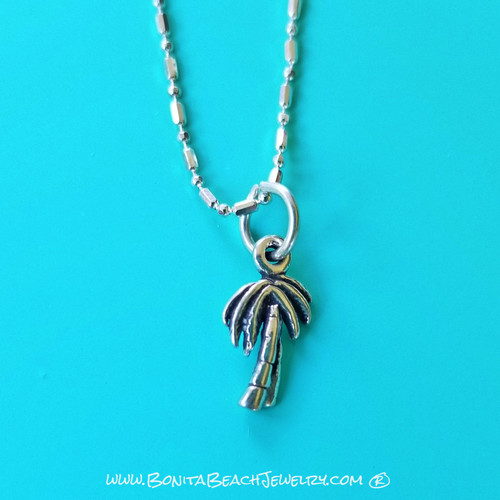 Sea Life Charm Anklet - Palm Tree | Sterling Silver Sea Life Anklet