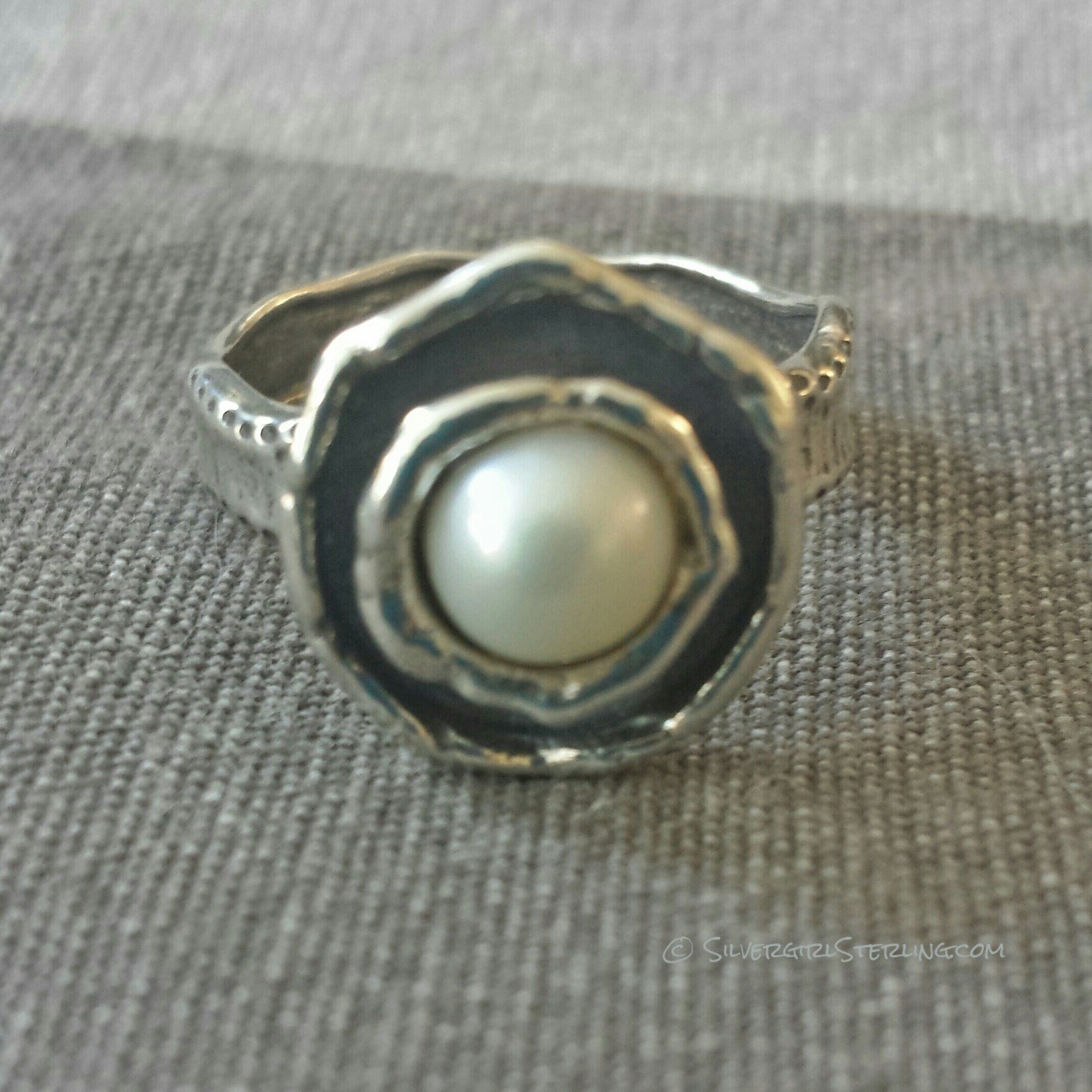 Classic Pearl Ring | Sterling Silver Beach and Sea Life Jewelry