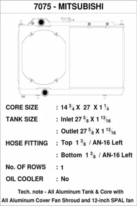 CSF 01-07 Mitsubishi Evo 7/8/9 Full Size Slim Radiator w/12in Fan & Shroud/-16AN & Slip-On Fittings