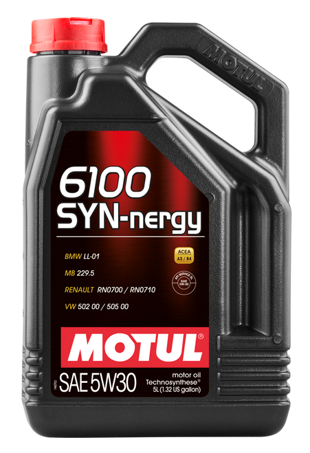Motul 5L Technosynthese Engine Oil 6100 SYN-NERGY 5W30 - VW 502 00 505 00 - MB 229.5 - Case of 4